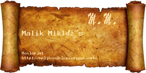 Malik Miklós névjegykártya