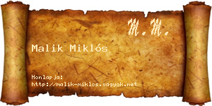 Malik Miklós névjegykártya